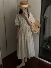 韩系碎花连衣裙，女装连衣裙，Fueeh(4F)