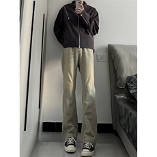 美式高街vibe拼接黄泥牛仔裤修身直筒裤XZ310A-4-NZ27JG，男装牛仔裤，星座310A-4