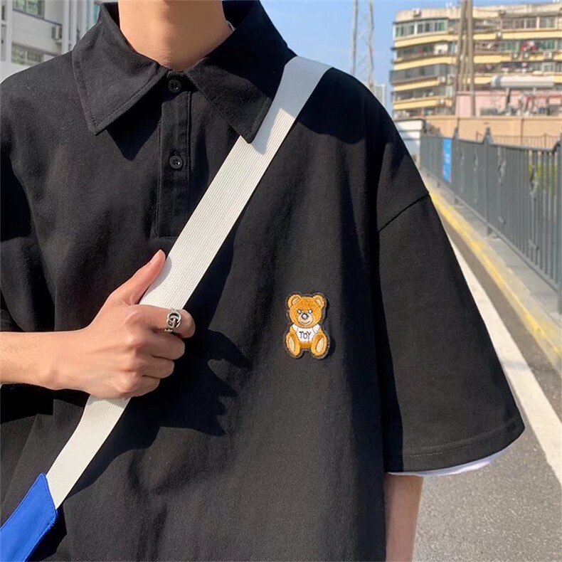 polo衫男夏季港风百搭学生短袖t恤ins潮牌翻领宽松半袖PL1812-P32,男装T恤,星座1008-2