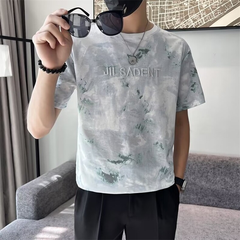 扎染短袖男款夏季舒适t恤上衣服潮牌痞帅半截袖体恤G22,男装T恤,星座1116A-2（原606A-1）