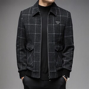 新款夹克男士商务休闲宽松男装时尚潮流百搭纯色上衣免烫帅气外套图片