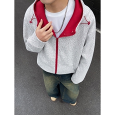 YK86105-P55聚酯纤维秋季新品美式复古人字纹连帽卫衣男，男装卫衣，电商A086-1