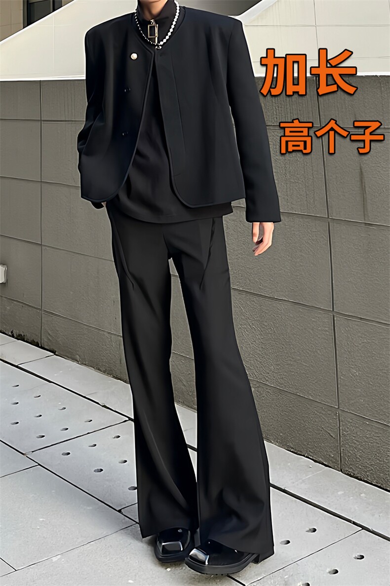 网图cleanfit黑色微喇西裤美式高街裤子男直筒休闲西装裤KZ058P50,男装西服套装,电商B312
