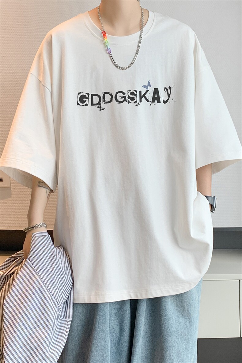 已注册/夏季内景纯棉重磅大码宽松圆领短袖T恤男潮内搭DT9671/P25,男装T恤,电商B316