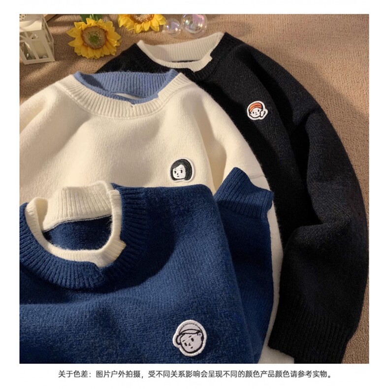 1506A/GMY6090/P50日系潮流假两件毛衣男秋冬圆领针织衫复古宽松,男装针织衫/毛衣,星座1506A