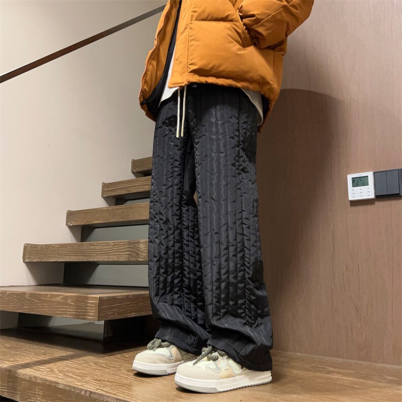 08秋冬季竖条纹夹棉加厚棉裤潮阔腿裤XZ211-1-K2377-P65,男装棉裤,星座211-1