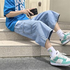 工装马裤七分裤休闲外穿潮流宽松直筒薄款牛仔短裤现货K886-P38，男装牛仔裤，星座512-4