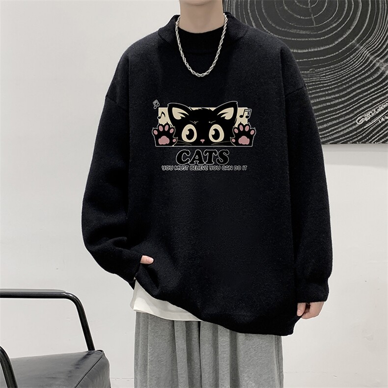 半高领毛衣男大码胖子针织衫毛线衣M18389-P45加绒款-P65,男装针织衫/毛衣,电商A040