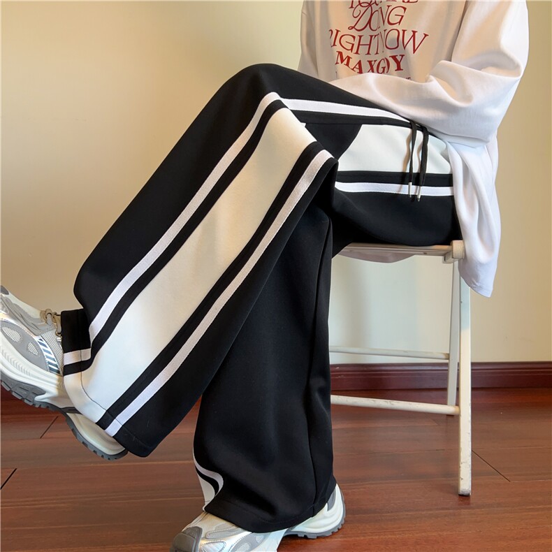 美式秋季新款重磅宽条纹运动宽松休闲卫裤B315-K25800-特p40控78,男装休闲裤,电商B315