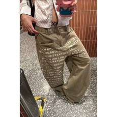 美式复古字母印花水洗做旧高街微喇牛仔裤男女直筒裤子，男装牛仔裤，四季星座505