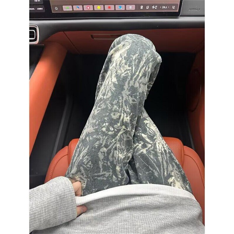 美式提花微喇牛仔裤女款春秋设计感弯刀裤子小个子工装窄版直筒裤,男装牛仔裤,星座410-7