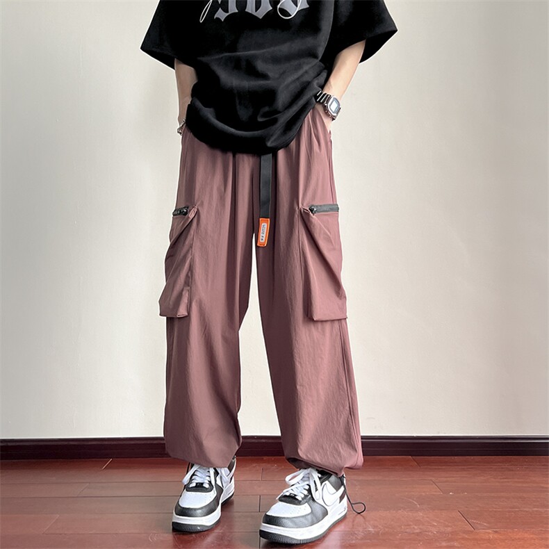 抖音品质-潮流工装宽松休闲冰丝裤百搭男女长裤HJY26-P45,男装休闲裤,星座808A-1