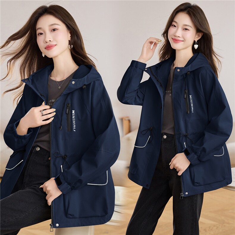 现货2025年秋季新款常规直筒中长款时尚韩版外套，女装派克服，悦祺