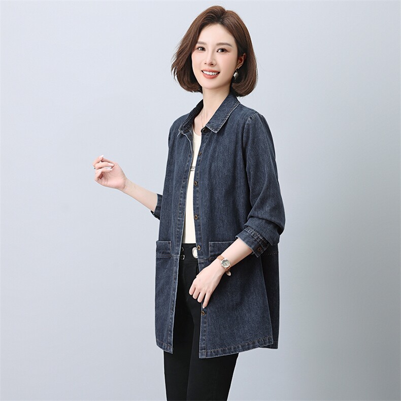 时尚百搭牛仔风衣外套女宽松显瘦长袖上衣春秋新款韩版潮流女装,女装风衣,韩派