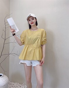 夏季新款小众设计感褶皱时尚小衫图片