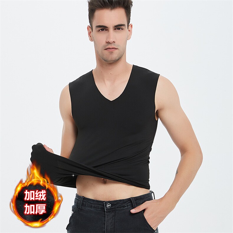 特价秋冬无痕磨毛大码弹力男士休闲纯色加绒背心打底内穿保暖，男装背心/马甲，星座1816-2（原1210–2）