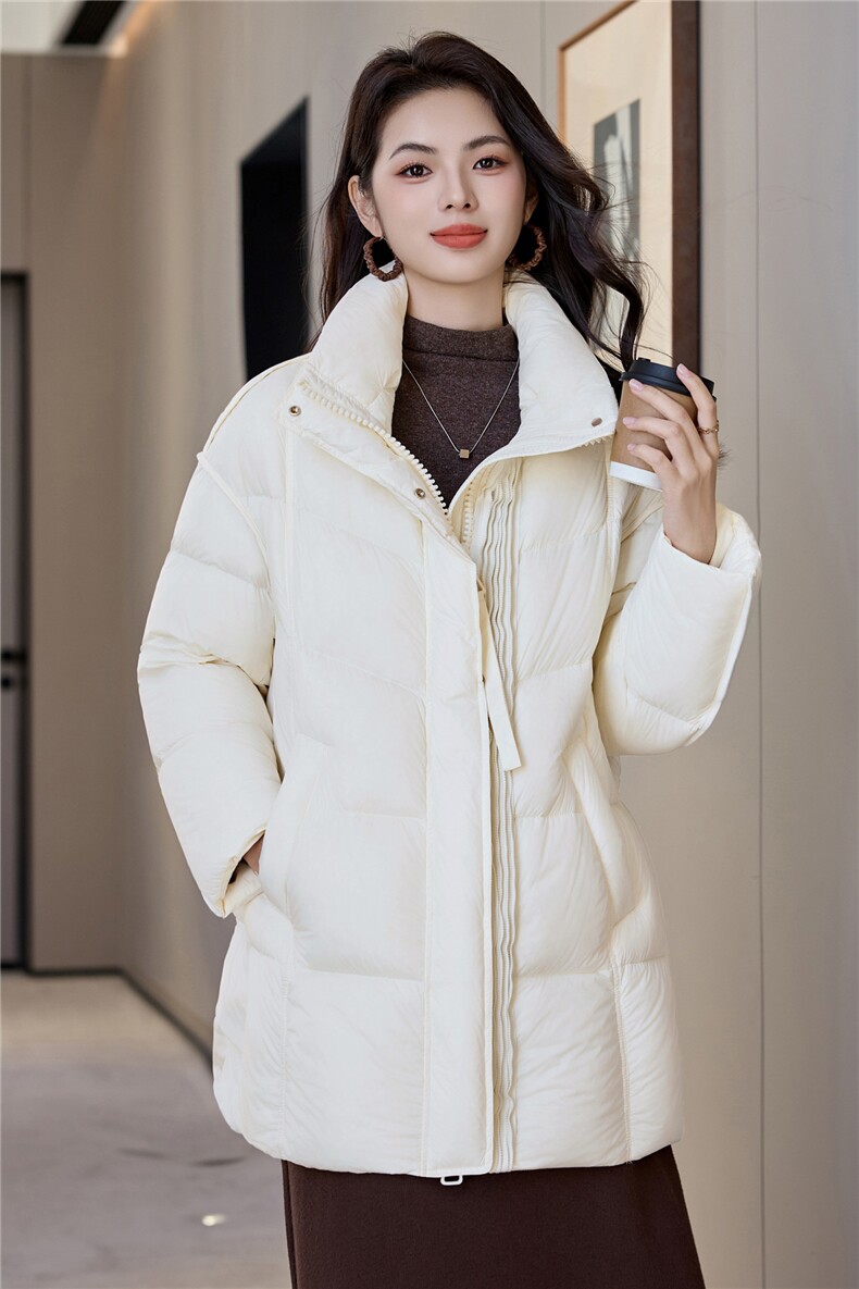 2025年冬季中长款90白鸭绒韩版显瘦百搭中长款羽绒服,女装羽绒服,阿舍尔精品