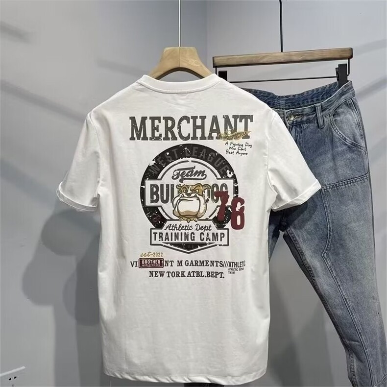 夏季新款韩版短袖T恤男潮牌牛头字母印花圆领半袖体恤上衣时尚帅,男装T恤,星座1210-1