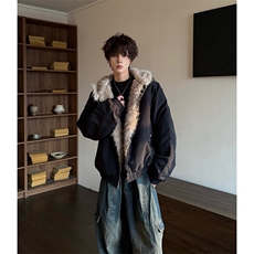 网图A2347P120-美式座山雕加绒加厚棉服男女秋冬宽松休闲棉衣，男装棉衣，电商B241
