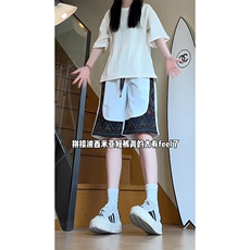 YK86054-P23聚酯纤维美式复古华夫格拼接短裤男夏季新款，男装休闲裤，电商A086-1