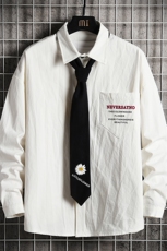 LC42110-P45痞帅领带长袖衬衫男士大码dk制服男jk衬衣男网格挂拍，男装衬衫，电商A040A
