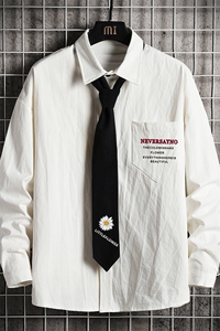 LC42110-P45痞帅领带长袖衬衫男士大码dk制服男jk衬衣男 网格挂拍图片