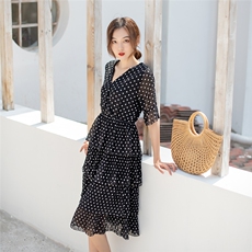 夏季长袖连衣裙2021年显瘦个性时尚修身百搭潮流简约，女装连衣裙，依恋蒂丝