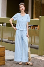 现货主推新款老钱风法式气质棉麻女套装2D050-A2622P165K258，女装套装/套裙，琦鑫阁（原依鑫阁）