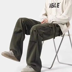 美式运动灯芯绒工装裤男休闲裤秋冬款新宽松直筒裤子帅气百搭阔腿，男装工装外套，星座715-4