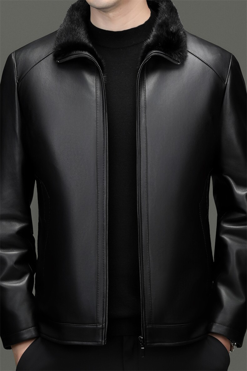 HT-SY22026男式冬季头层绵羊皮水貂内胆派克服真皮皮衣男夹克,男装夹克,电商B360