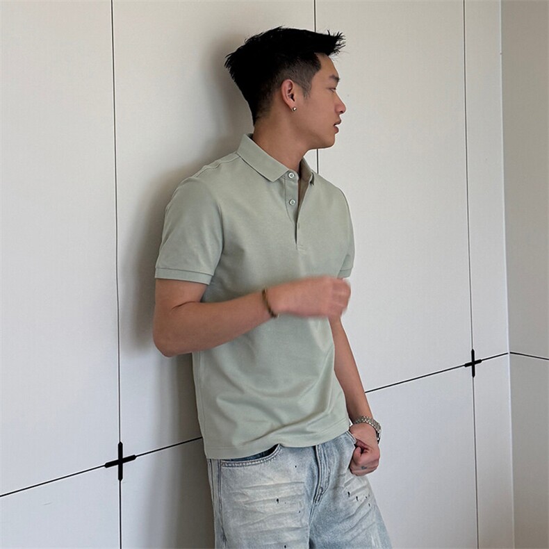 7A抑菌220克丝光珠地高品质常年主推短袖T恤翻领Polo衫T0257,男装Polo衫,电商D342