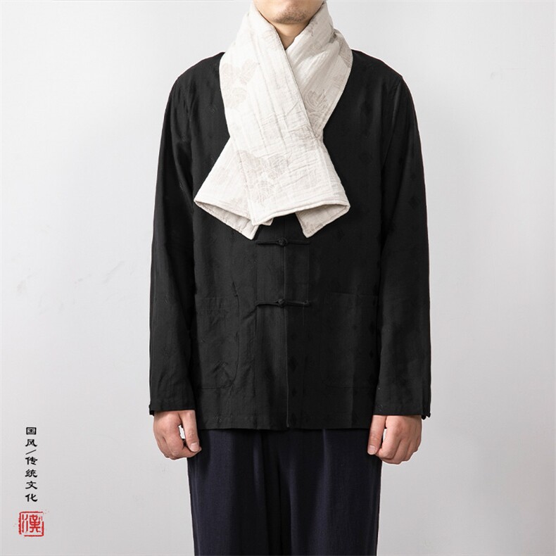 秋冬新款风男装棉麻提花男士加棉围巾WJ01P35,饰品围巾,钱塘802