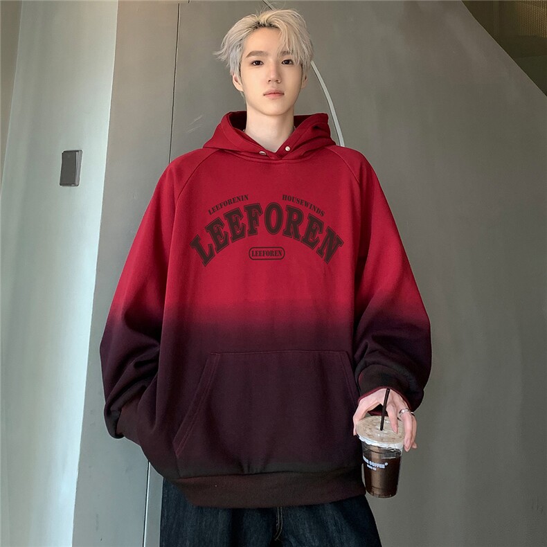 渐变色连帽卫衣男做旧插肩袖设计感春秋季长袖帽衫W104-P58,男装卫衣,电商C307A