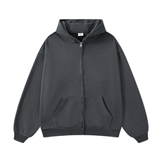 无帽绳版开衫360G重磅二开宽松光版纯色连帽卫衣外套WS15-特P33，男装卫衣，电商A486