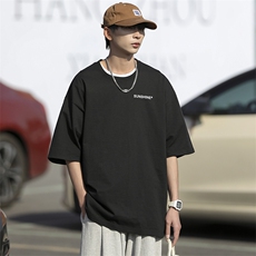 T06情侣中性男女夏圆领短袖宽松半袖T恤衫小字母印花支持定制印花，男装T恤，星座115A(原星座507）