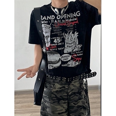 汉堡印花短袖T恤夏季潮牌美式半袖ins衣服宽松圆领重磅体恤T666，男装T恤，星座1116A（原606A-3）