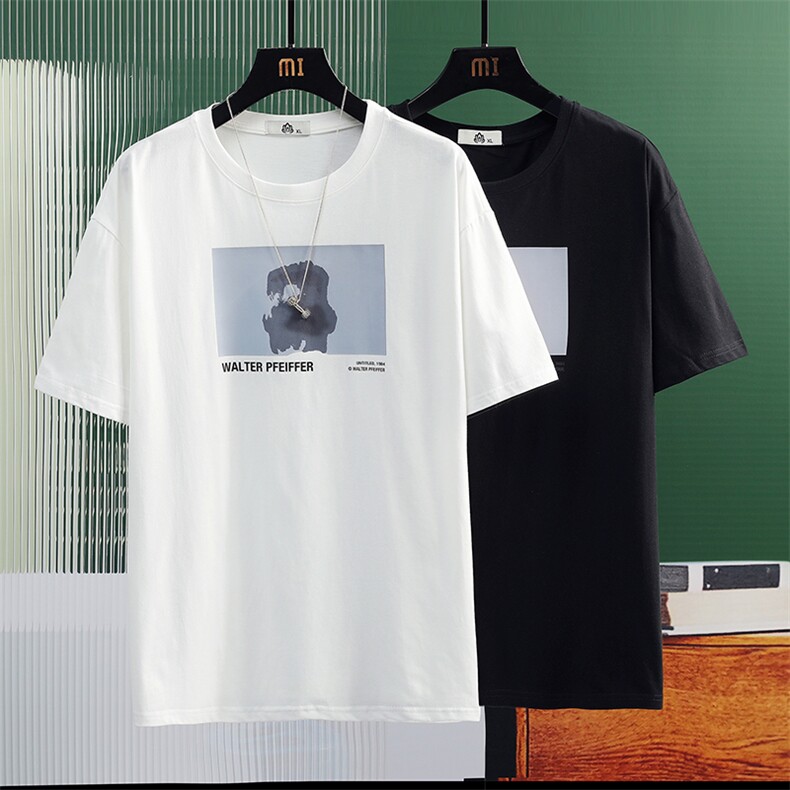 港风挂拍宽松短袖t恤韩版上衣男潮牌潮流五分袖情侣半袖夏T12p25,男装T恤,电商A089-1