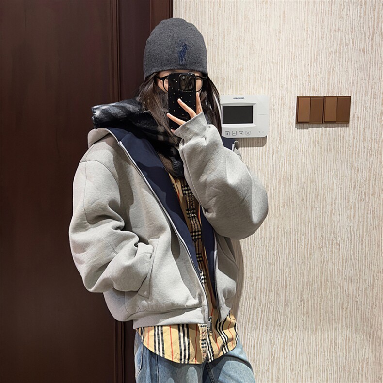 抖音得物高品质二开25秋冬美式重磅宽松结构双面连帽卫衣外套W68,男装卫衣,电商A486