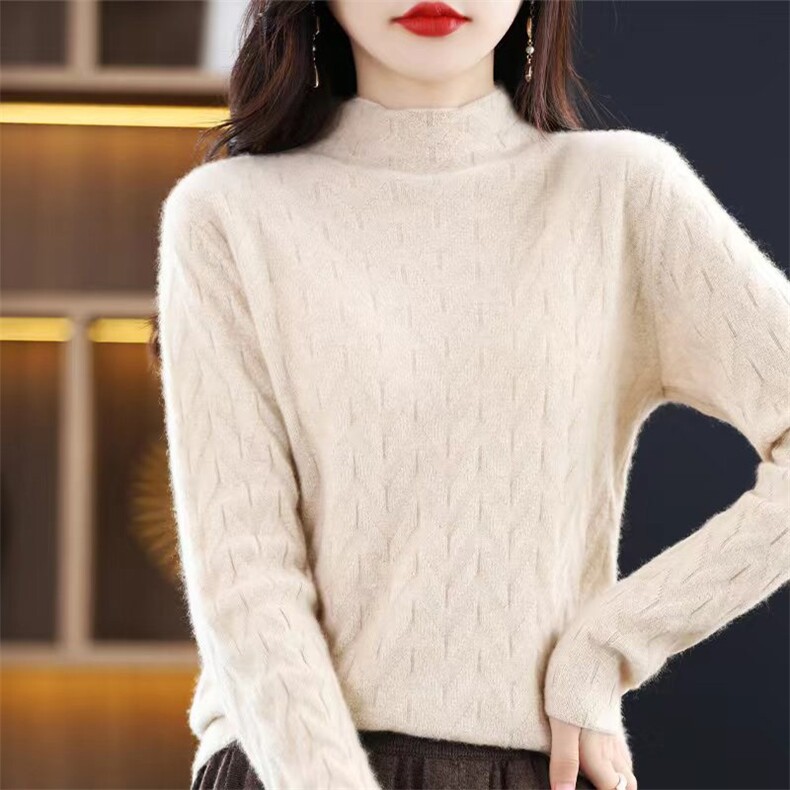 自带领羊毛衫半高领打底衫女2024新款内搭图片