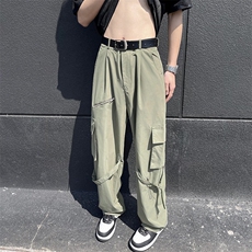 飘带拉链设计感工装休闲裤，-XZ1005-1-货号TTH0018-批5578，男装工装外套，星座1005-1