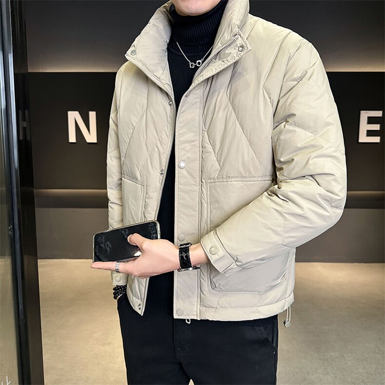 标50羽绒服男士2025新款冬装立领菱形设计外套B240-6622-P215,男装羽绒服,电商B240
