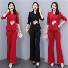 时尚潮流女装套装春季新款修身显瘦职业装气质优雅两件套，女装套装/套裙，红依一坊