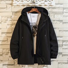 JK3010/P55春装2023新款潮休闲宽松连帽学生夹克男纯色大码外套图片