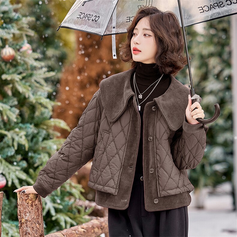 【24冬季新品】时尚大翻领减龄棉服外套女~短款棉衣外套女,女装棉衣/棉服,慕依路