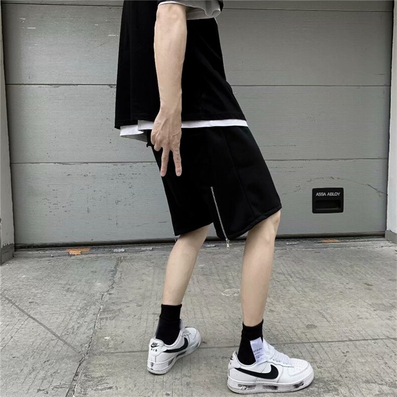 日系高街后拉链短裤男痞帅学生五分抽绳直筒运动阔腿裤K840-P28,男装休闲裤,星座512-2