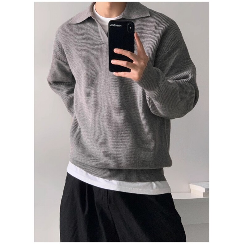 Polo领毛衣男秋冬宽松翻领针织衫上衣包芯纱慵懒外套M5316,男装针织衫/毛衣,星座1116A（原606A-3）