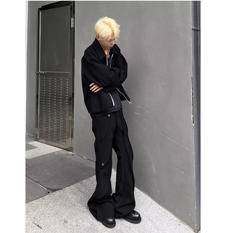春季高级感痞帅潮牌小众休闲长裤分割解构微喇叭西裤LX0233-P46,男装西裤,星座1008
