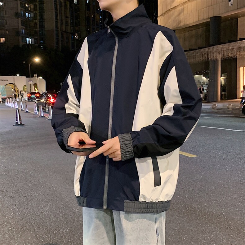 潮牌美式撞色拼接运动立领外套男宽松百搭夹克JK01571-P70,男装夹克,星座308B-2