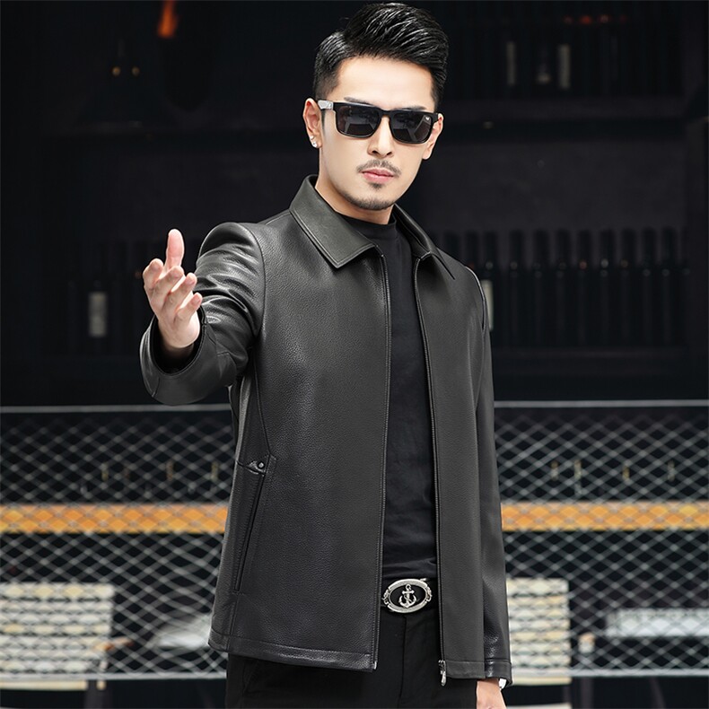 2023春季新款皮衣男绵羊皮夹克外套短款商务男装翻领P570,男装皮衣,电商B360