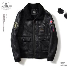 防麂皮绒机车服皮毛一体飞行服皮衣男外套保暖男士夹克F6000*，男装皮衣，电商D221(原钱塘6000)